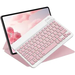 Bluetooth Keyboard for iPad 10th Generation, iPad Pro 13/12/11/10/9/8/7 inch, iPad Air 13/11th Gen, iPad Mini,  etc. - Slim Wireless Portable Travel Office Computer Accessories KeyboardProtective Cover with Pen Holder,Tech Gadgets Pink，Tablet Cover,