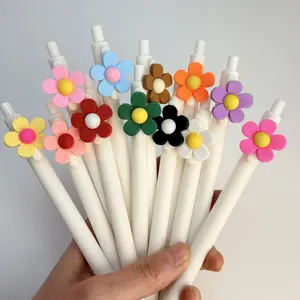 30/50Pcs cute three-dimensional flower press pen, multi-color mixed matte pen holder, Valentine's Day/holiday gifts, high-value office stationery, smooth and non-ink office daily writing ballpoint pen (15/25 pens + 15/25 refills)