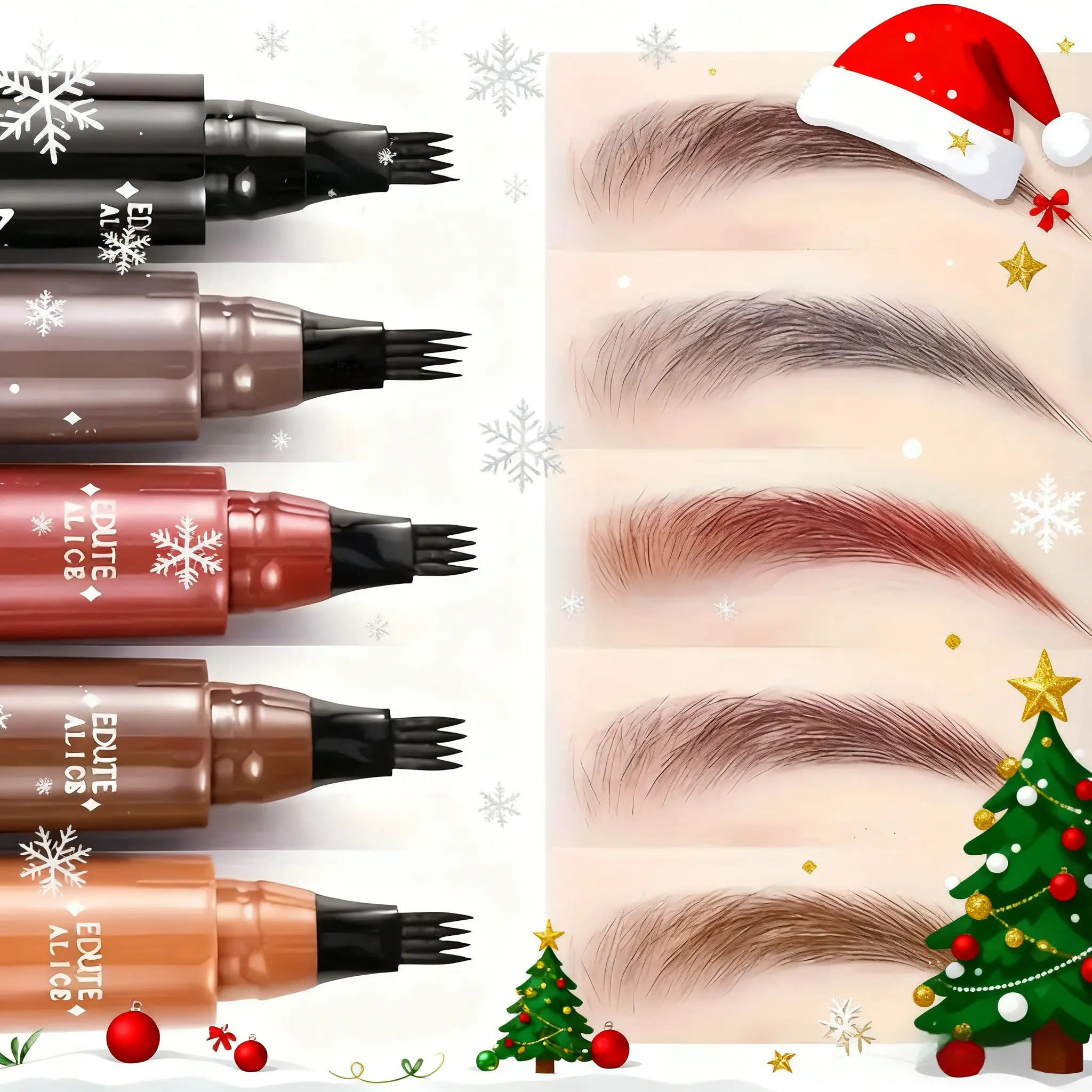 5PC 4-Tip Eyebrow Pencil, Precise Fine-Stroke Brow Pen for Precisely Sculpted Natural-Looking Brows, Long-Lasting Formula, Mother's Day Gift for Mom, Makeup Suitable for All Skin Types, Precisely Sculpted Brows, Four Tips