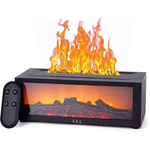 Colorful Fireplace Flame Air Diffuser Humidifier, Aromatherapy Essential Oil Diffuser,Ultrasonic Aroma Humidifier with Timer for Home,Bedroom,Office,Yoga,Perfect Gifts for Christmas, Thanksgiving & New Year Indoor Decorations, Desk Office Decor