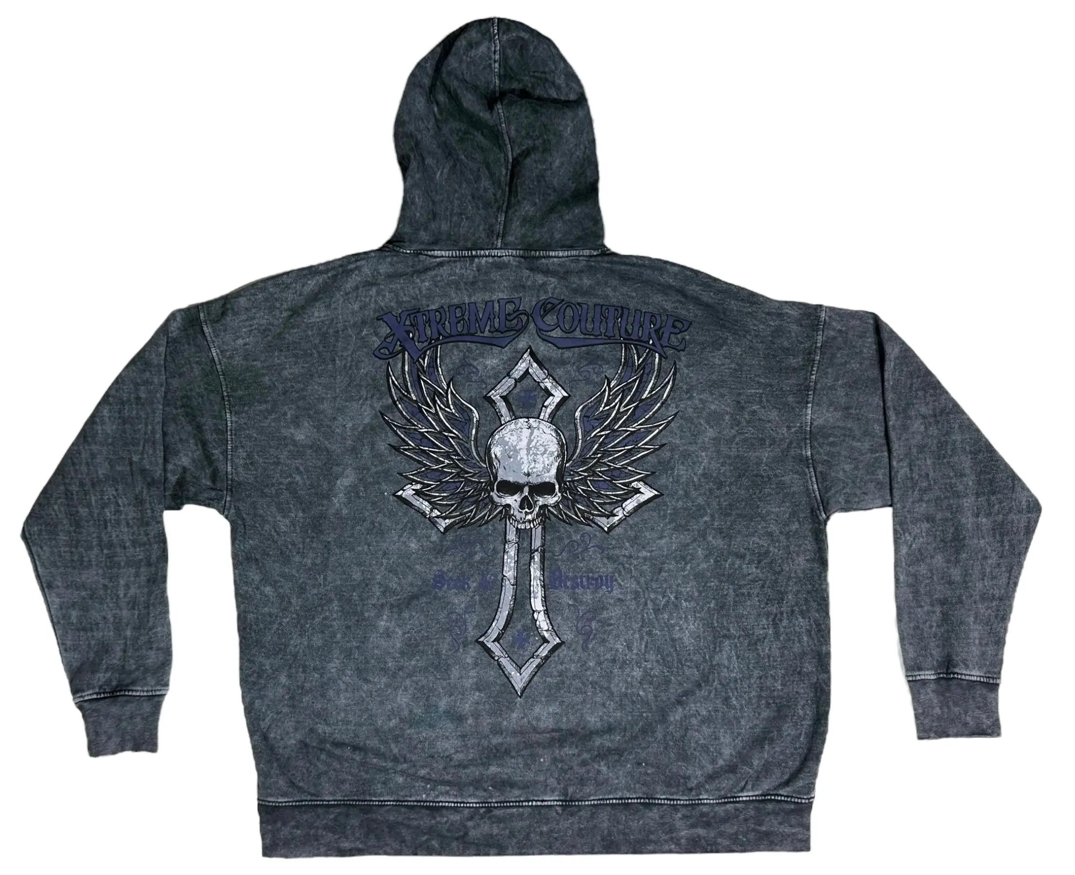 Xtreme Couture by Affliction Men's Stone Ranger Graphic Hoodie, 90s Aesthetic Oversized Boxy Pullover, Lightweight Cotton Blend (X2257I), Print, Graphic Print, Crew Neck