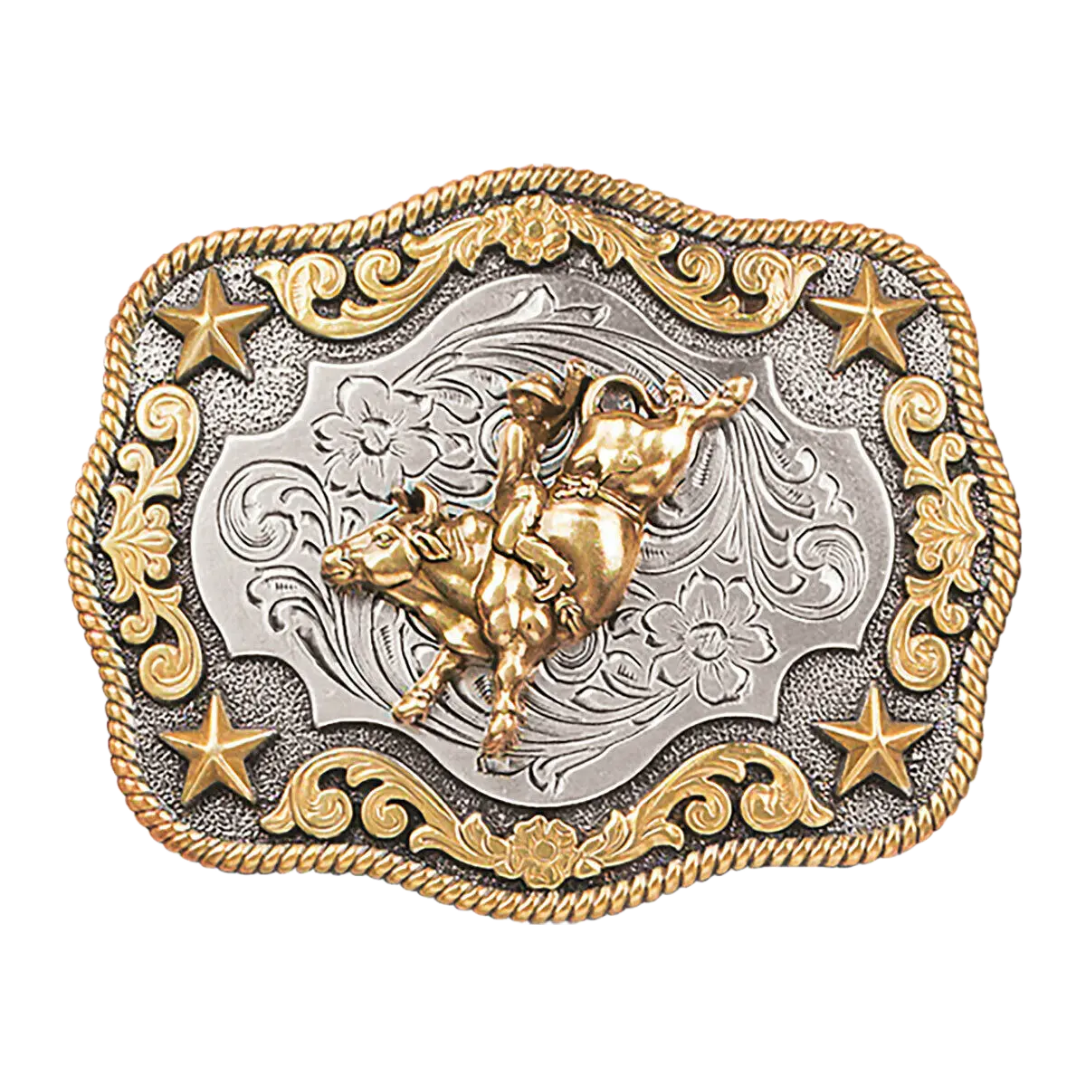 Nocona Youth Bullrider & Stars Rectangle Belt Buckle 3798902