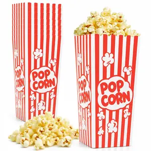 24 Pcs Popcorn Boxes, 7.9" Tall and 3.6" Square Large Capacity Popcorn Containers Buckets for Pop Corn Machine, Movie Night, Cinema, Carnival, Party, Concessions