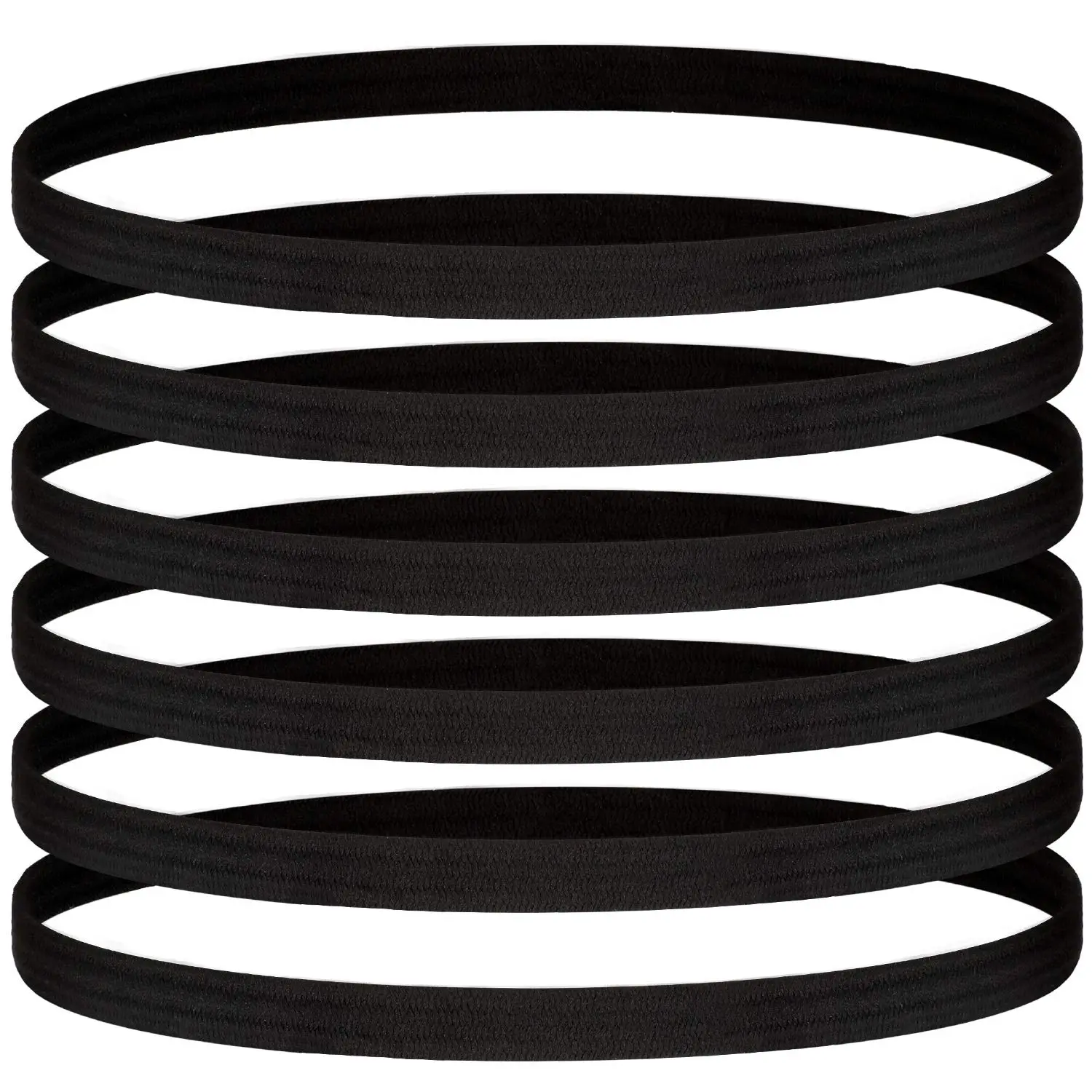 24 count Thin  Elastic Headbands Black Skinny Athletic Exercise Hair Bands No Crease Soft Hair Bands Headbands Sweatband for Men Women Running Football, Basketball, Soccer, Tennis, Yoga,
