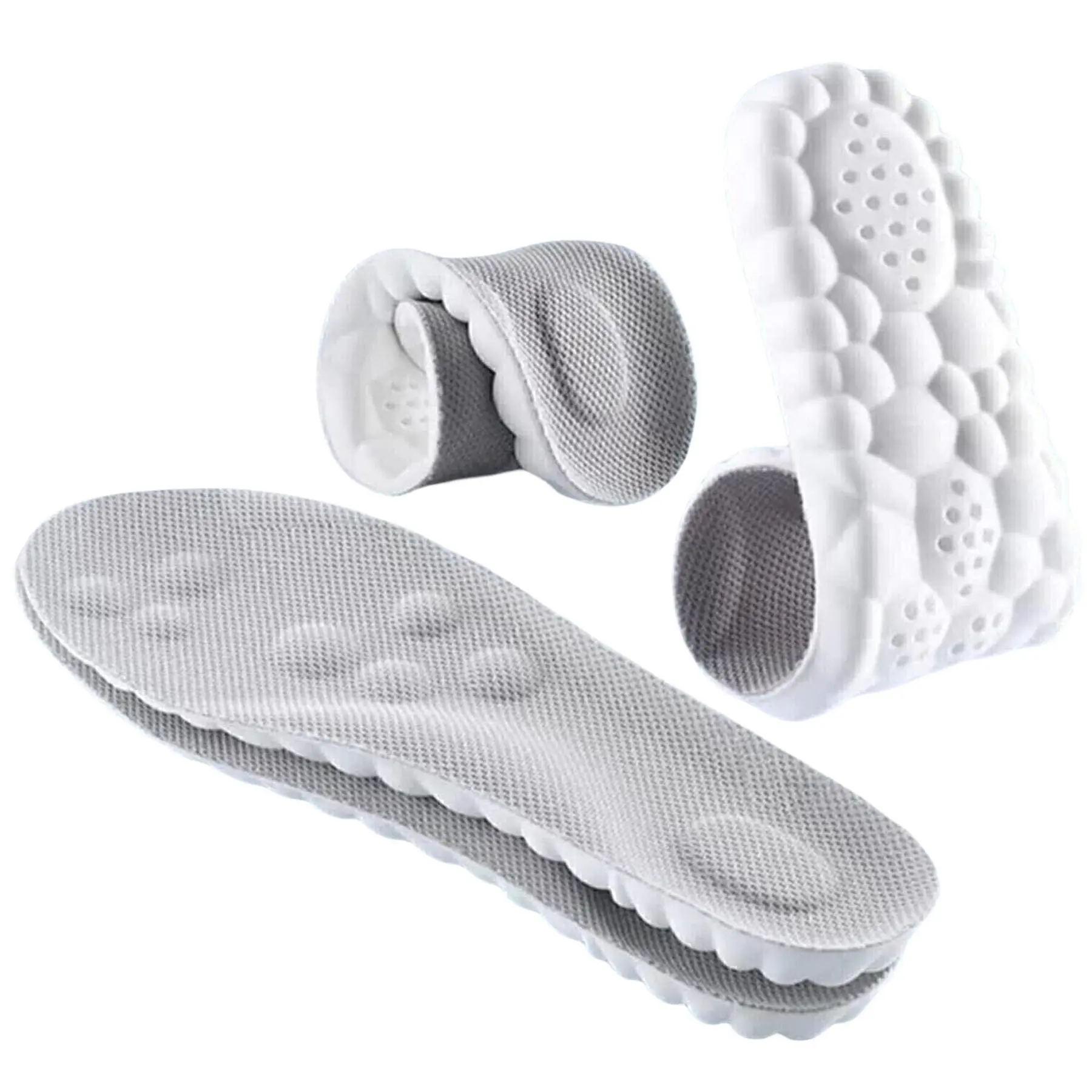 Women's 4D Ultra Soft Shoe Insoles - Anti-Fatigue, Shock Absorption, Foot Pain Relief - U-Shaped Memory Foam Insoles (Gray), Footwear