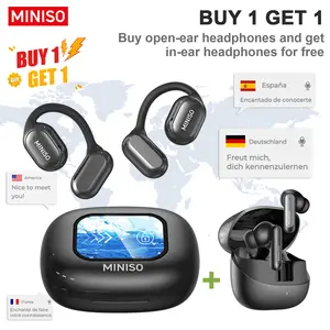 【Buy 1 Get 1 Gift Free】MINISO X30 OWS Open Ear Bluetooth Earbuds, MS106 Wireless Earbuds Bluetooth 6.0 Earphones, In Ear Earbuds, HIFI Sound Quality IPX5 Waterprooof 35Hours Play time Wireless Headphones Touch Control Built-in Mic Hearphones