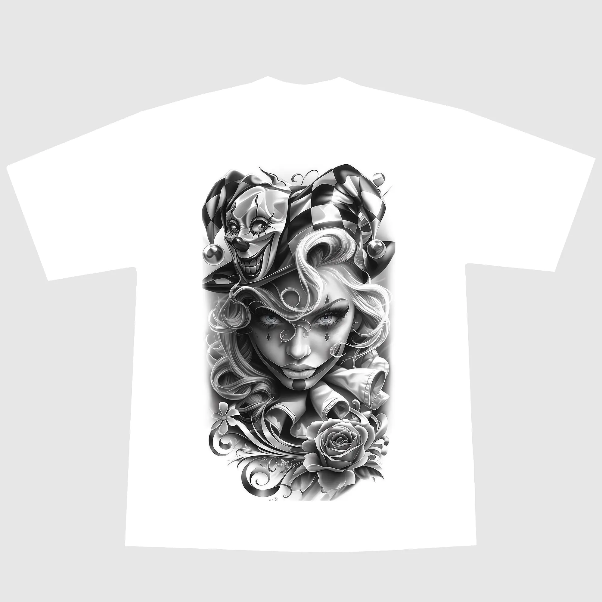 Men's Graphic T-Shirt featuring a Chicano Payasa Clown Jester, Short-Sleeve Cotton Aesthetic Tee for Casual Street Wear, Aesthetic Graphic Tee, Art Graphic Tee
