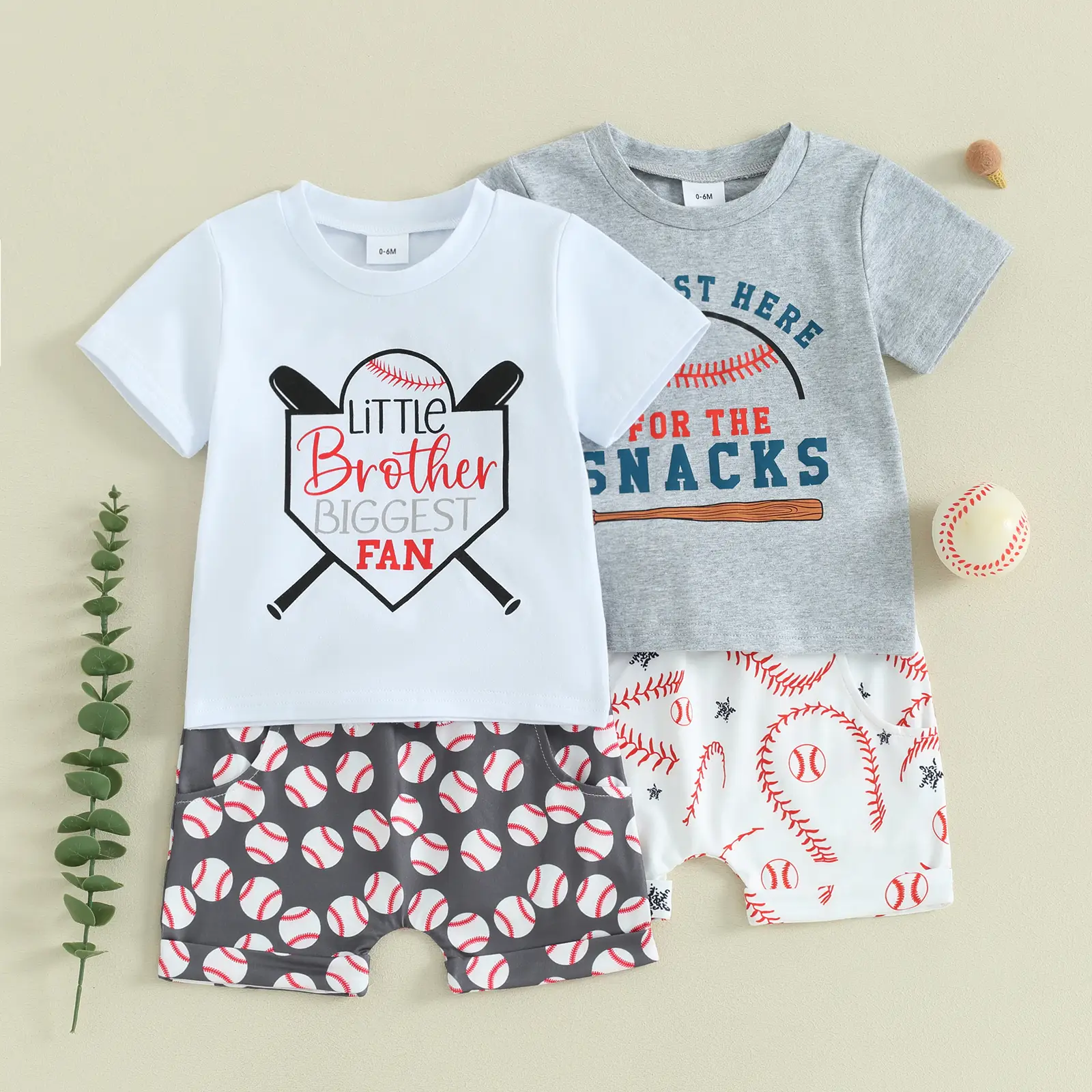Toddler Baby Boy Summer Baseball Outfit Short Sleeve Letter Print T Shirt Top and Casual Shorts Set Cute Infant Clothes