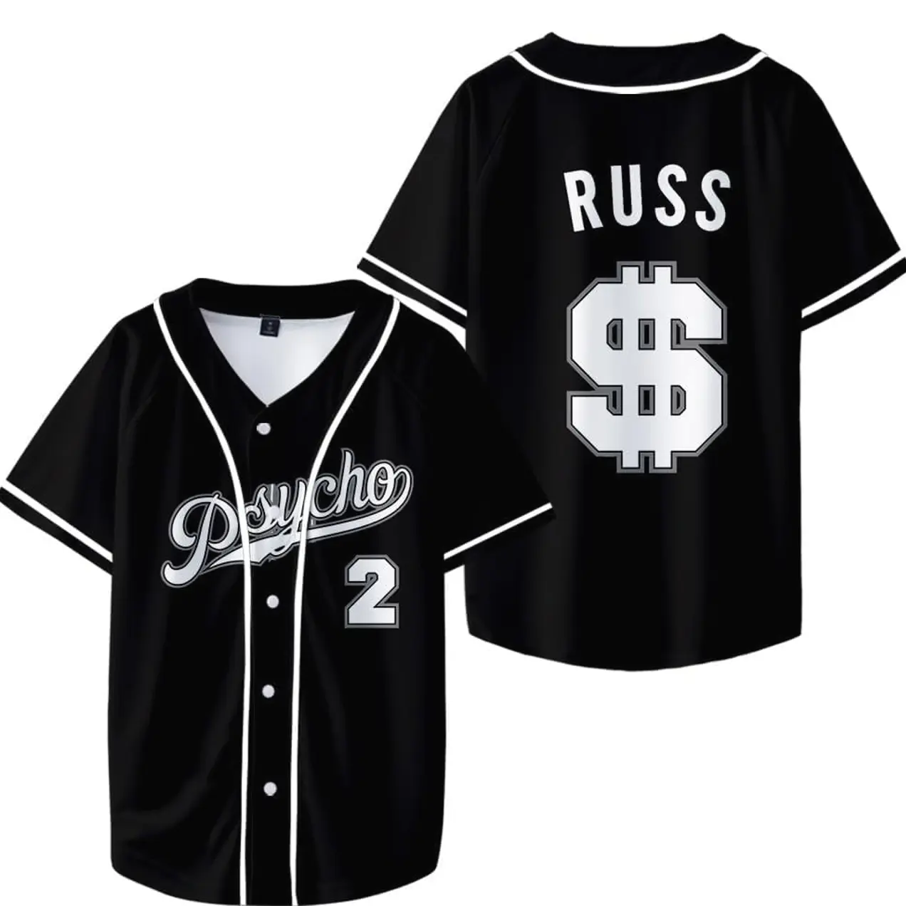 Russ Merch Baseball Jersey V Neck Short Sleeve Shirt Unisex Fashion Casual Clothing Tops