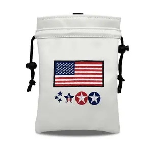 American Flag Pattern Golf Ball Bag, Portable Drawstring Design Golf Ball Storage Bag, Golf Accessories for Men & Women