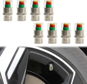 4PCS Universal Car Tire Pressure Monitor Valve Stem Caps Sensor Indicator, 3 Colors Alarm Tire Indicator, Universal Valve Stem Caps for Cars, for SUVs, Trucks