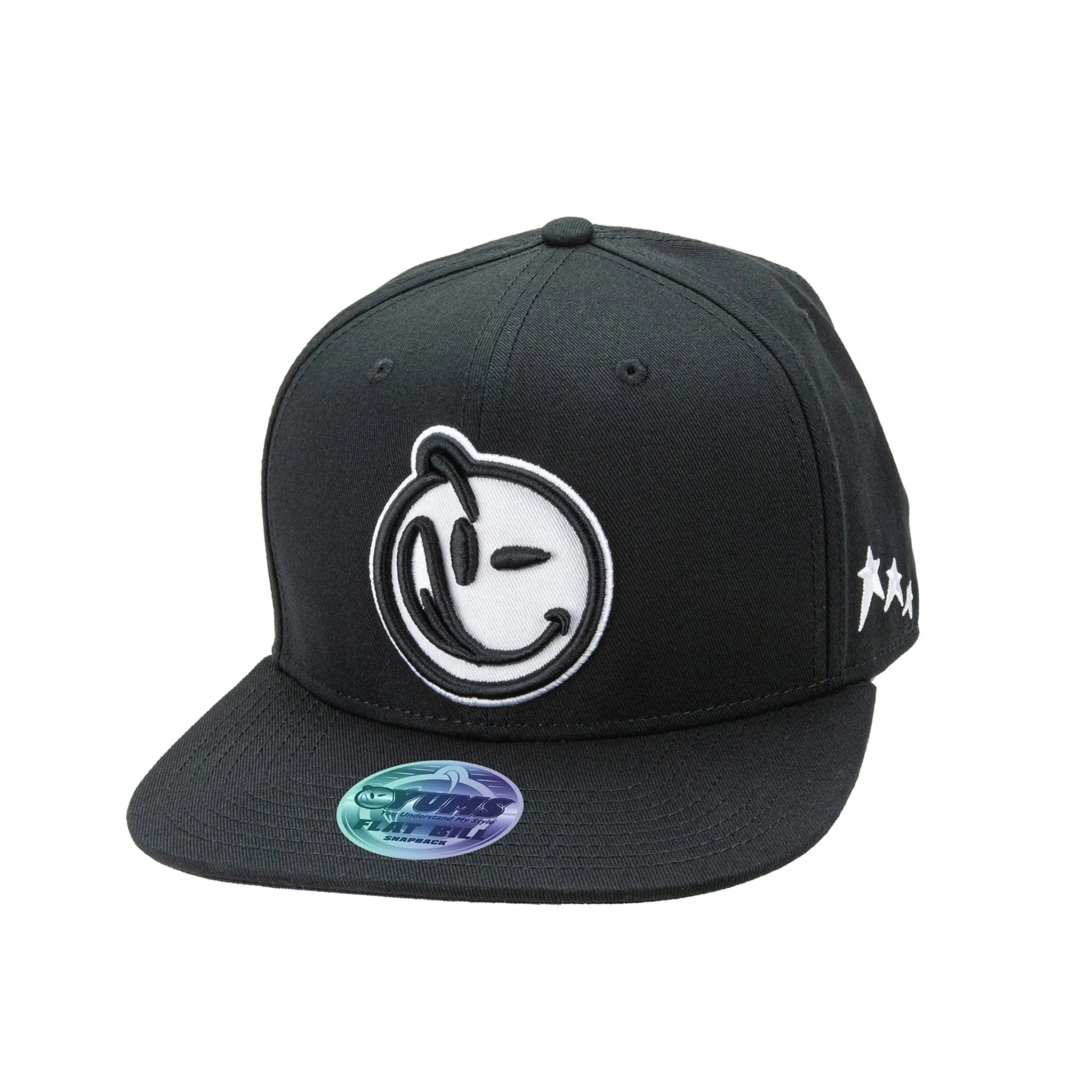 Classic Black & White Flat Bill Snapback Baseball Cap Adjustable Embroidered Hat