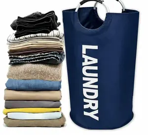 90L Extra Large Collapsible Laundry Basket with Metal Handles - Viral TikTok Foldable Fabric Hamper, Spacious Laundry Organizer for Dorm & Bathroom
