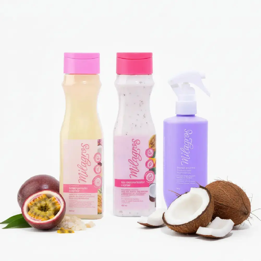 Milagros Shampoo Emergencia Capilar, Milagros Biorepolarizador y Milagros tratamiento Anti Frizz (3 pack)