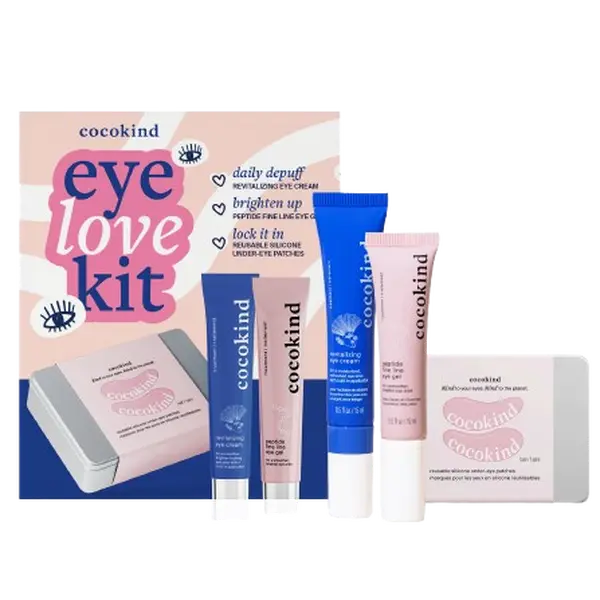 [cocokind] Eye Love Kit - Limited Edition Set | 3-Piece Eye Care Set | Eye Gel + Eye Cream + Reusable Under-Eye Patches | Brighten Dark Circles & Depuffing & Smooths Fine Lines
