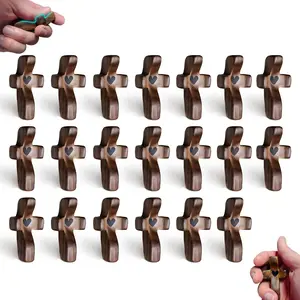 3/5/10/20pcs Mini Olive Wood Crosses Bulk Set, AuthenticChristian Gifts for Women & Men, Hand-Carved WoodenCrosses for Prayer, Worship, Baptism Favors, VintageRustic Style