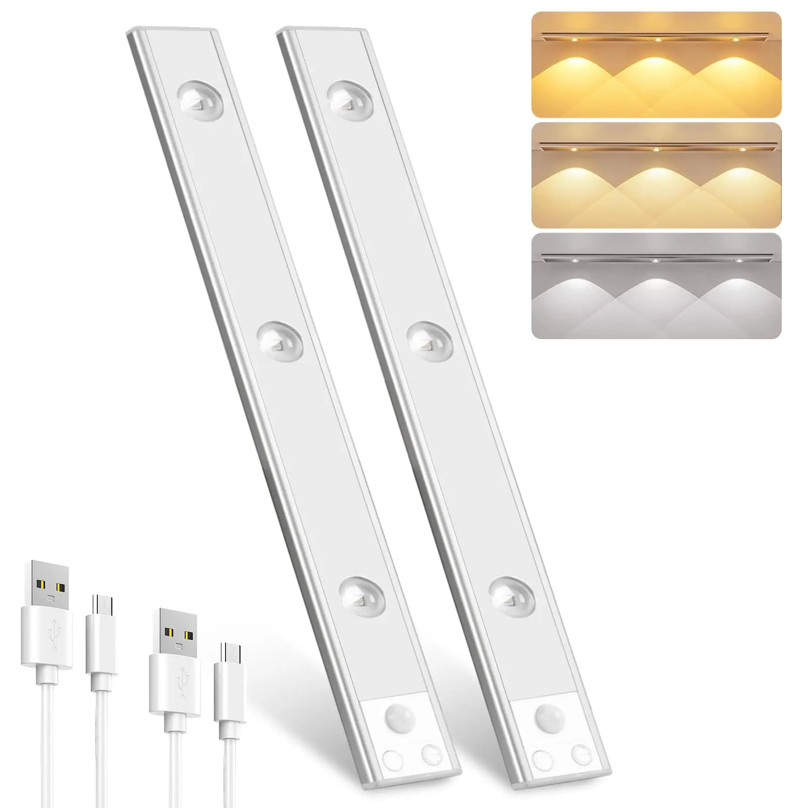 Rechargeable Motion Sensor Ceiling Light,Closet Lights,3 Color Temps,Magnetic Installation Dimmable Lights for Kitchen,Bedroom,Hallway,Showcases,Wine Racks