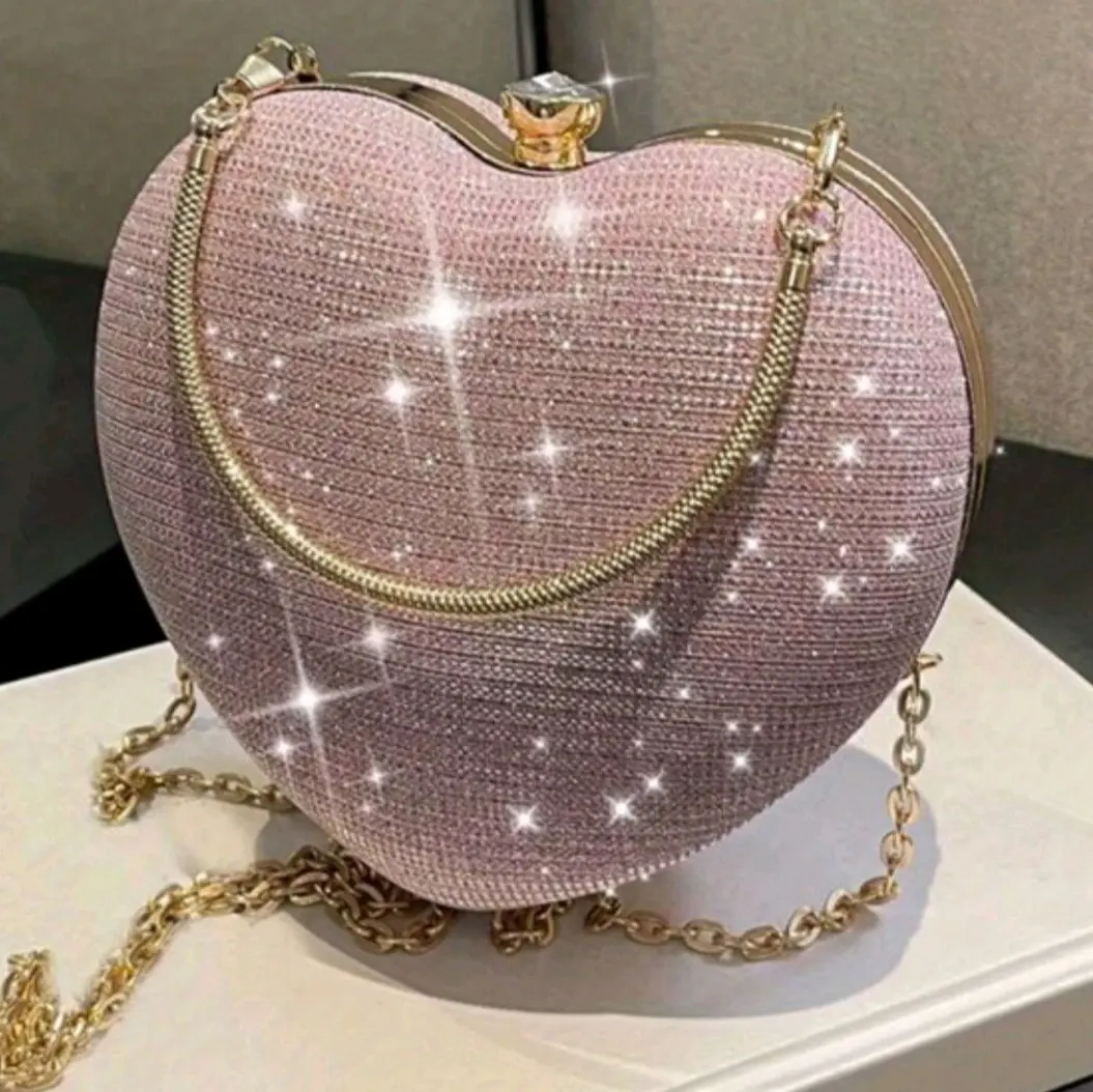 Rhinestone clutch hearr purse