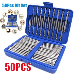 ToolForge 50PCS Extra Long 75mm Security Screwdriver Bit Set Torx Star Hex