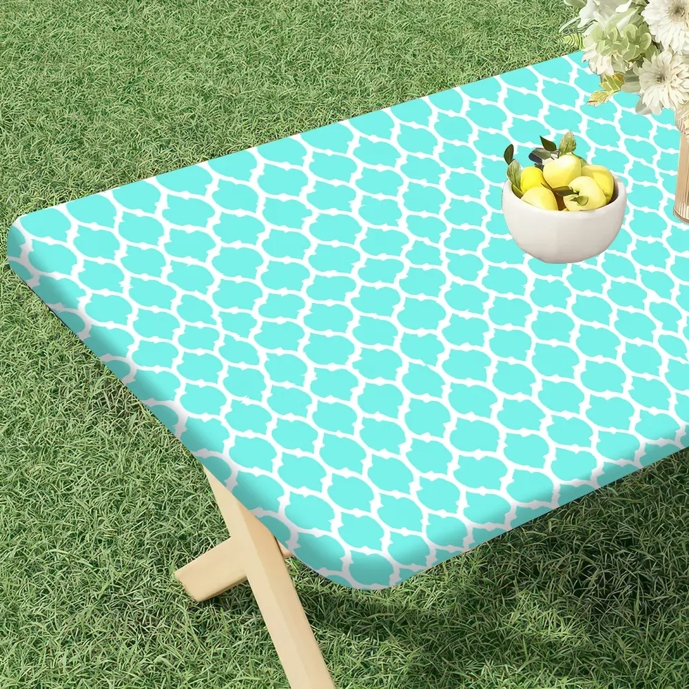 2PCS Stretch Fitted Tablecloth with Elastic Corners - 6 FT (30" x 72") Rectangular Foldable Flats, Reusable, for Camping, Picnics, Indoor-Outdoor Dining