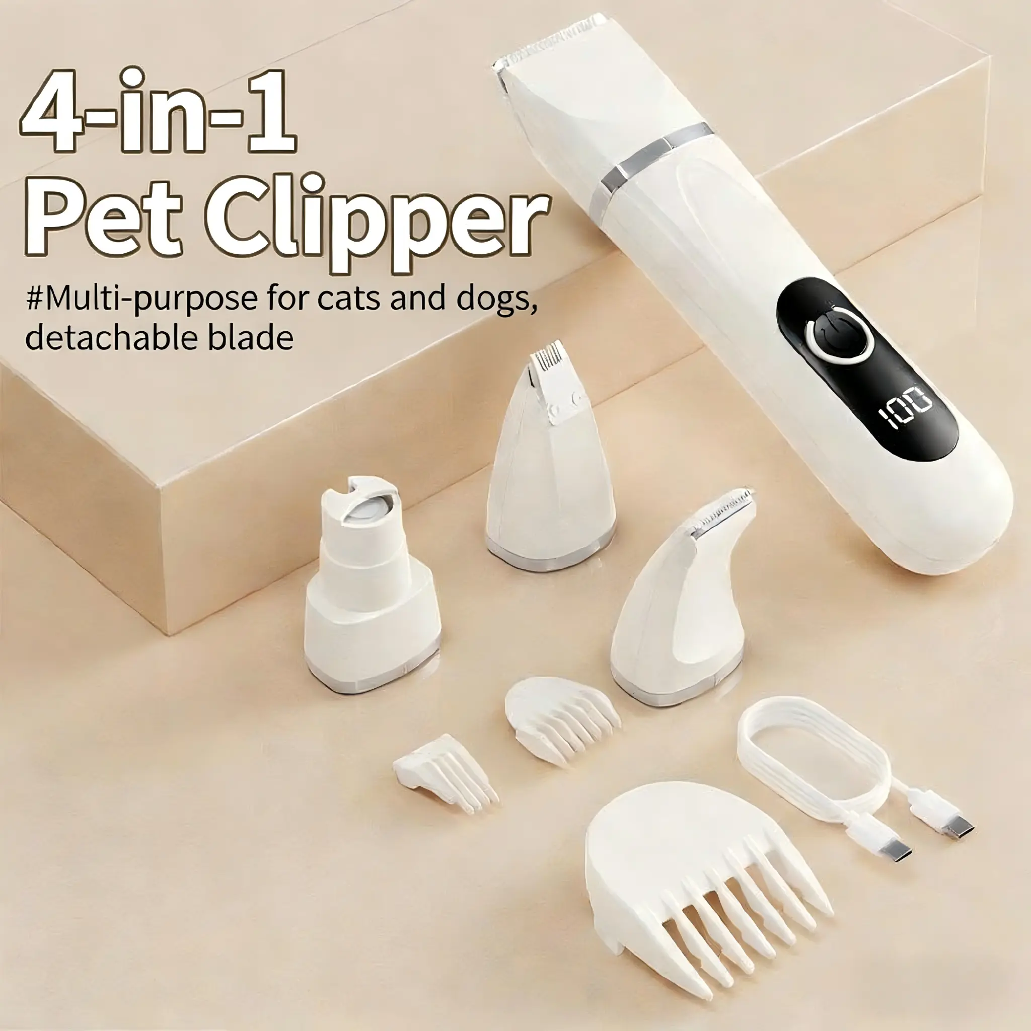 Pet Electric Grooming Clippers - Detachable Dog & Cat Hair Trimmer, Pet Paw Care Tool, Feline Grooming Accessory