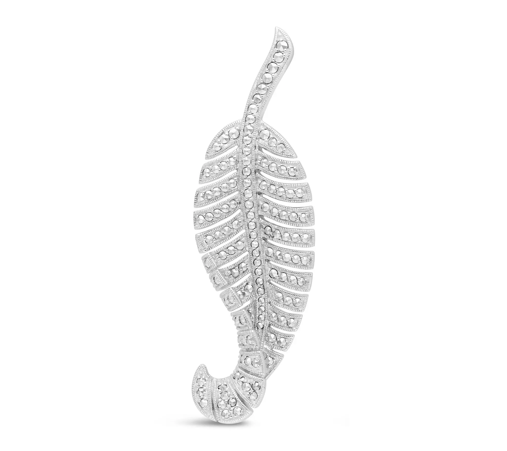 Dallas Prince S terling Chrome Marcasite Vinta ge Feather Broo