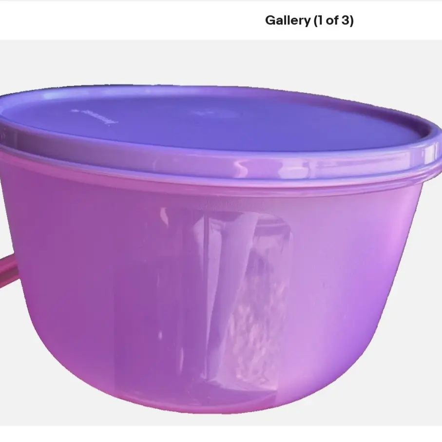Tupperware 8 Cup Modular Purple Salad Bowl Airtight Stacking Dish for Freshness & Space-Saving Design