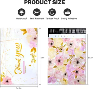 50Pcs Large Poly Mailers 14 x 19In, Cute Shipping Bags for Small Business Clothing Mailers Poly Bags Self Seal Poly Mailer Plastic Mailing Bags, Big Polymailers Package Bags Shipping Envelopes Mailers (Flower) Adhesive Floral Design