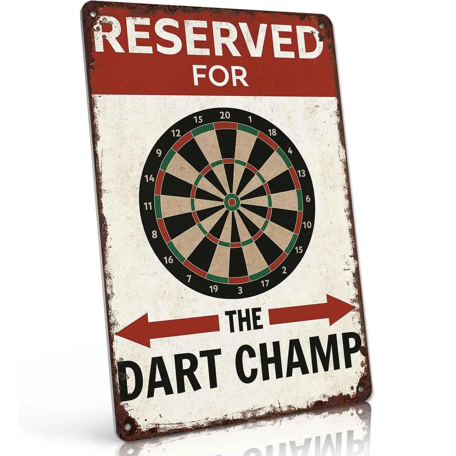 Reserved For The Dart Champ Metal Tin Sign 8x12 Inch Vintage Dart Board Retro Wall Decor for Game Room Bar Man Cave Gift for Darts Lovers