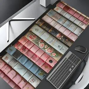 Retro Bookshelf Design Extra Large Gaming,Aesthetic Desktop Decoration Drotection Pad,Washable Rubber Pad Non-Slip Lock Edge Multi-Size Mouse Pad Suitable For Home Office,Office Girly Desk Accessories,Good Gift for Family and friends