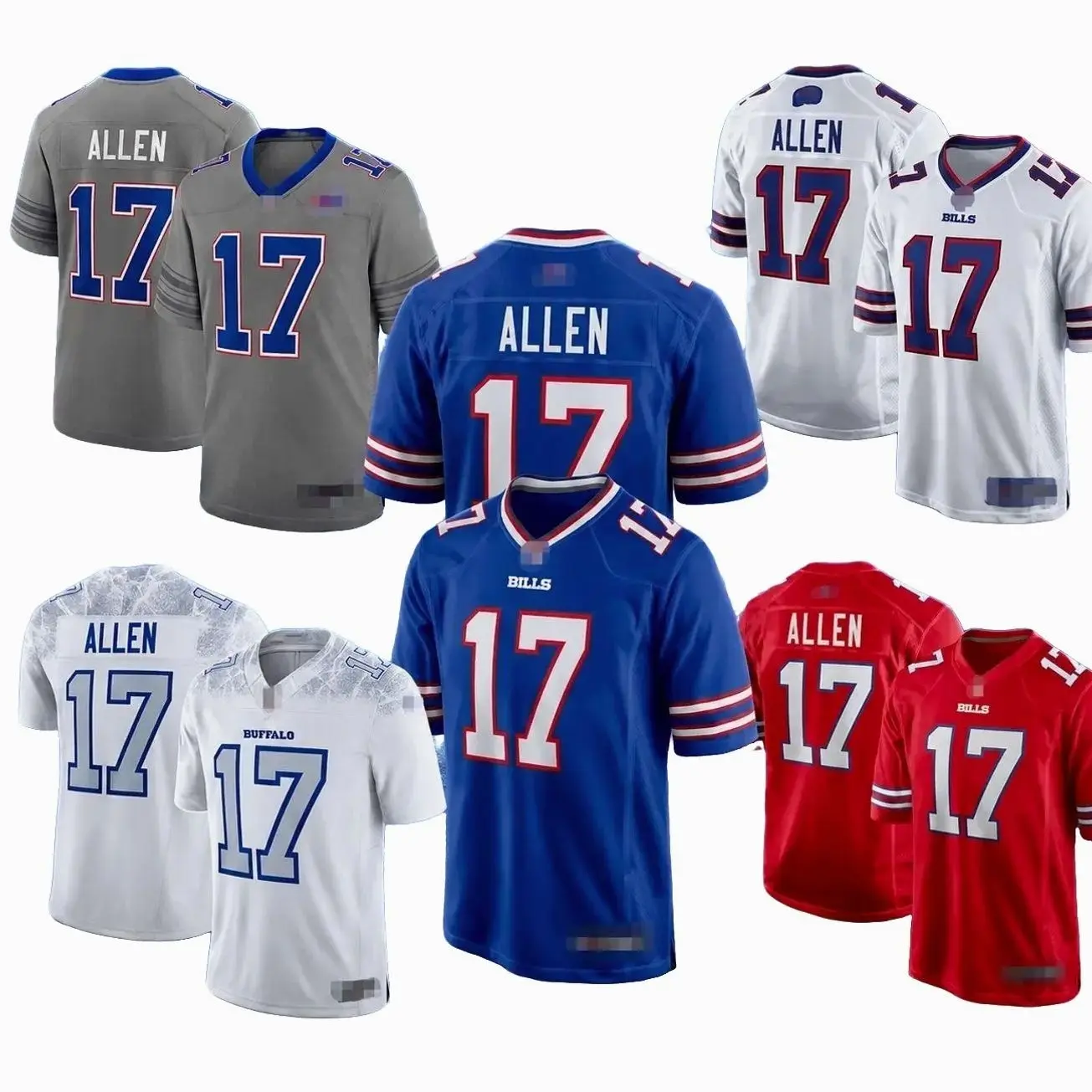Buffalo Football Jersey #17 Josh Allen Stitched Player Shirts - Authentic Style Full Details, White Red Grey Game Day Fan Apparel 8