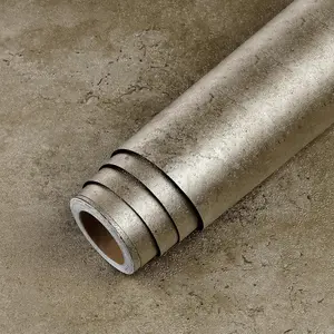 Metallic Brown Concrete Wallpaper Peel and Stick Textured Concrete Wallpaper for Bedroom Waterproof Cement Contact Paper for Walls Cabinets Kitchen Bathroom Self Adhesive Wall Paper 15.8"x80"