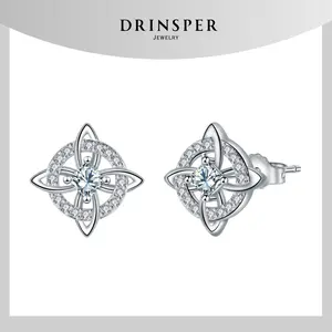 Drinsper Witches Knot Stud Earring for Women Girls Cubic Zironcia Hecate Dark Goddess of Witches Celtic Knot Pagan Wiccan Tetragrammaton Collar De Amuleto De Protecion Pendientes Suitable for Daily Wearing Fashion Jewelry Accessory Gift