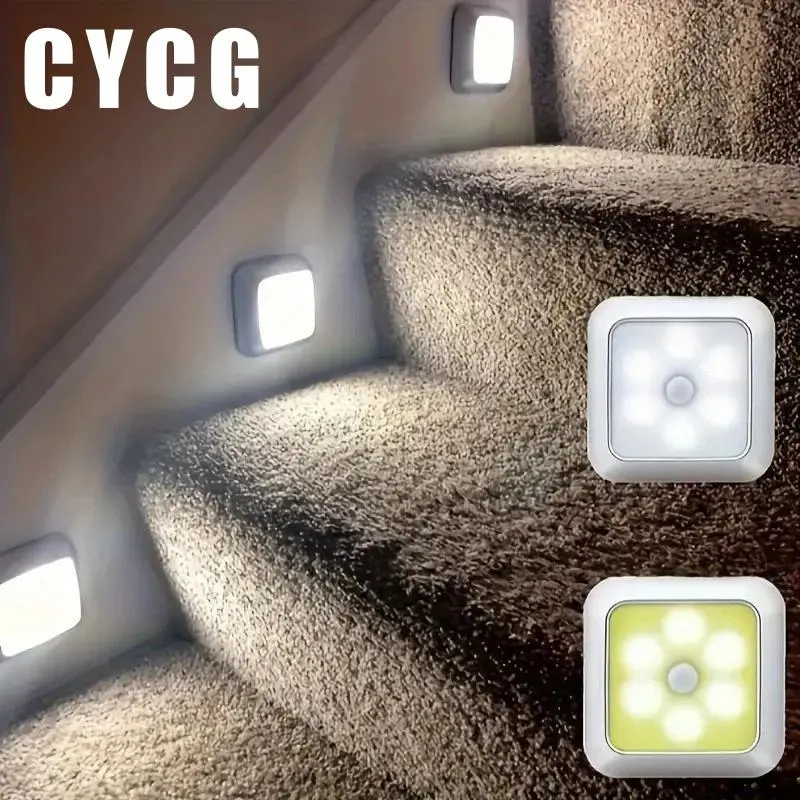 6-LED Motion Sensor Lights Indoor, Home Lighting, Battery Operated, Cordless LED Step Night Light, for Under Cabinet, Cabinet Lighting, Hallway, Stairway, Closet, Kitchen