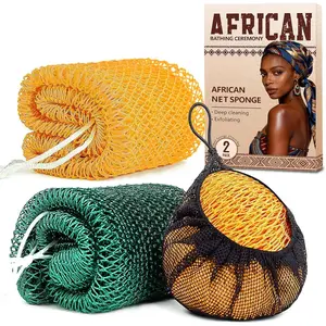 2 Pack  Net Sponge    Bath Sponge for Daily Use (Yellow + Dark Green)