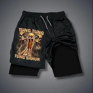 [Vtg90s] Double-Layer Sports Shorts Graphic Shorts Black Shorts Camo Shorts Streetwear Shorts Men Outfits Men Short Shorts Vacation Outfits Shorts