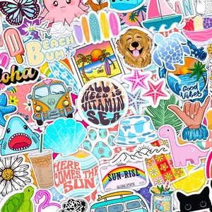 Ocean Themed Stickers Pack for Girls - 120 PCS, Cute Aesthetic Beach Preppy Design, for Laptops, Water Bottles, Phones, Cups, Mugs, Hydro Stanley