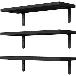 Floating Shelf Set, 3-Piece Wall-Mounted Storage Shelves, Wooden Floating Shelves for Wall Decoration, Bathroom Shelving, Bedroom & Living Room, Wall Mounted Organizer, Wall Shelf Unit