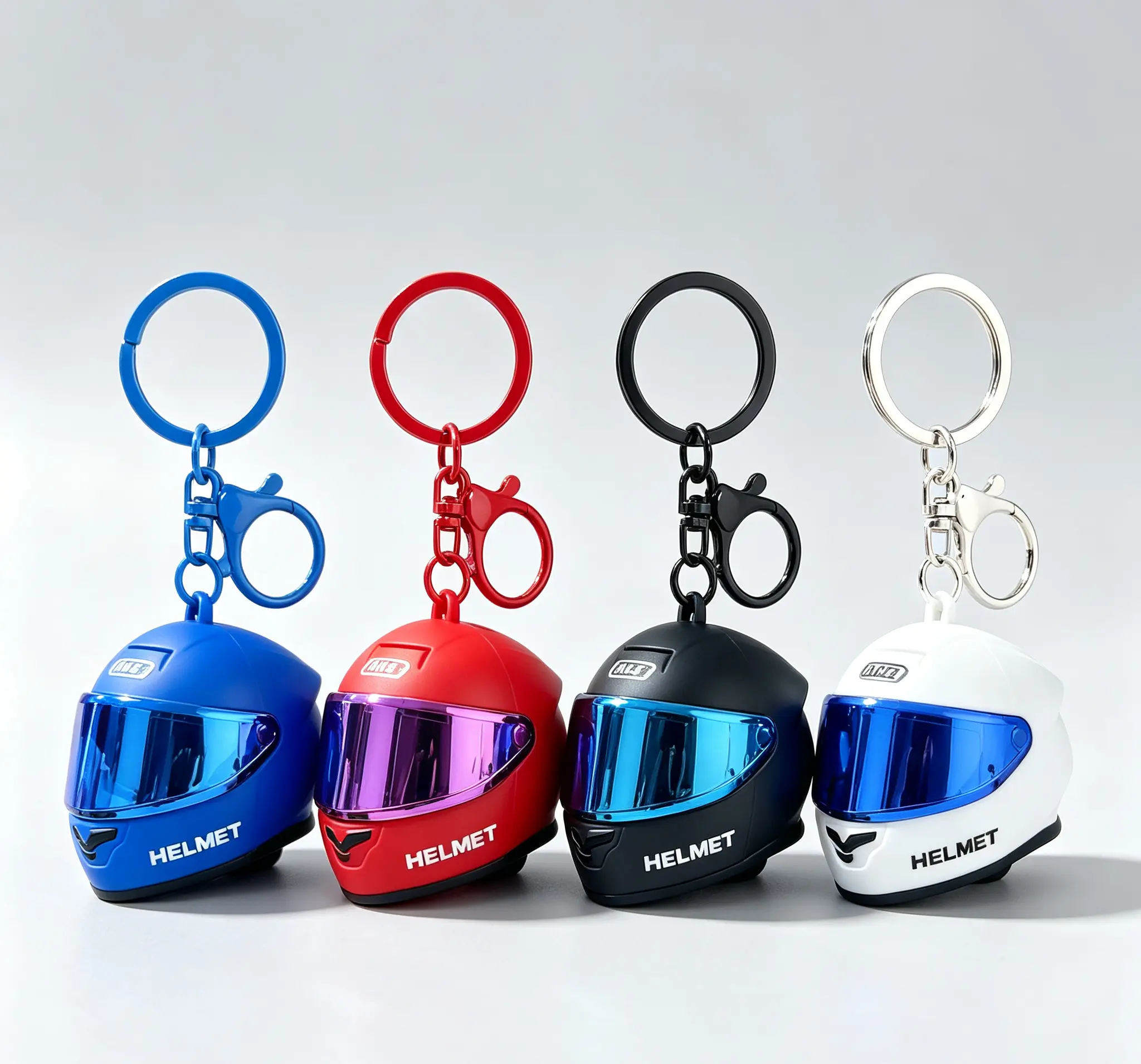 Fashion Plastic Helmet Key Chain, Cool Motorbike Helmet Pendant Ornament, Multicolor Keyring Accessories for Backpack Car Keys
