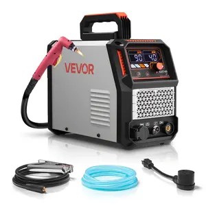 VEVOR Plasma Cutter, 65A Non-Touch Pilot Arc Plasma Cutting Machine Non-High Frequency - with 2T/4T Function Adjustable PT Time, 110V/220V Dual Voltage Digital Display IGBT Inverter