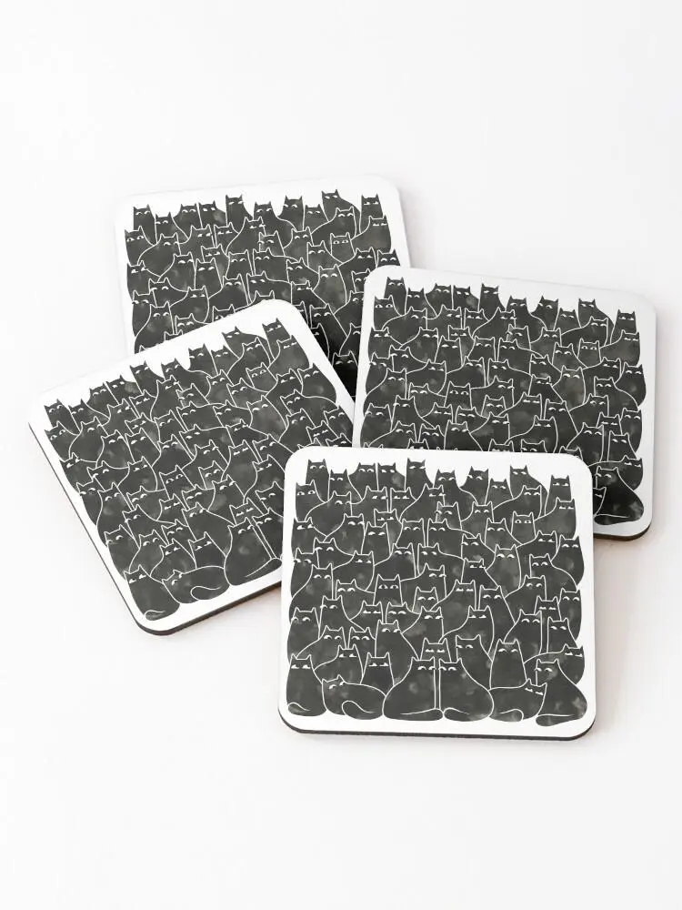 4pcs Coaster Set Suspicious Cats Coasters