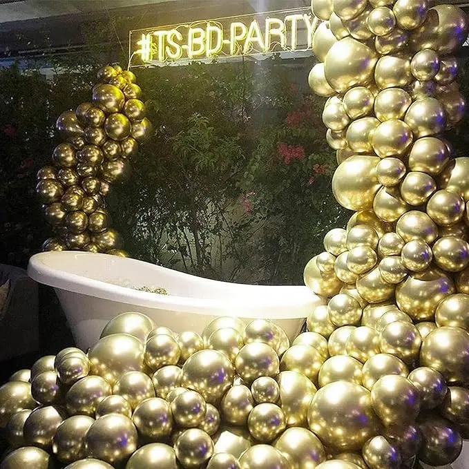 PartyWoo Gold Balloons 50pcs 12 Inch Gold Latex Helium Balloons for Birthday Wedding Anniversary Baby Shower Graduation Bachelorette Retirement Engagement Tea Casino Disco Party Decorations Gold-G101