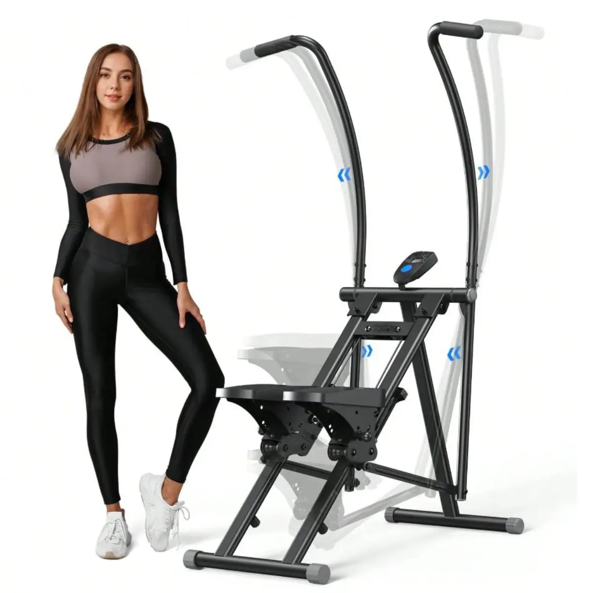 Collapsible Vertical Climber, Heavy-Duty Steel Stepper Machine for Home Gym Full-Body Workout, Multifunctional Exercise Equipment with LCD Screen, 330lbs Cap., Folding