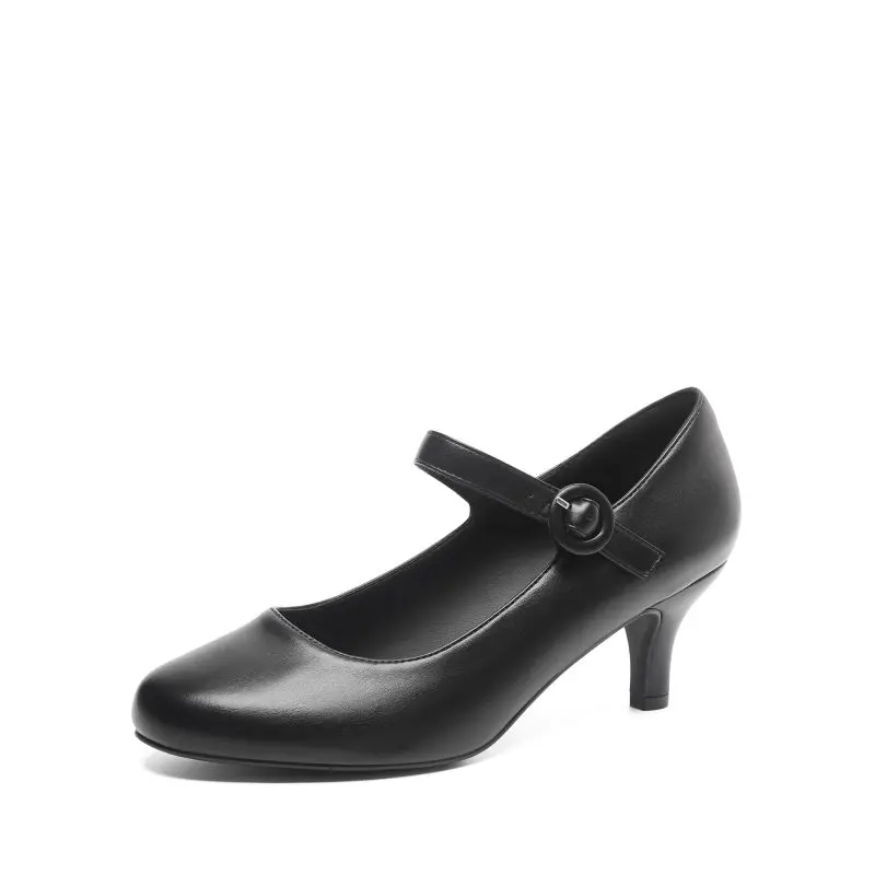 Dream Pairs Women's Classic Mary Janes, Faux Leather Kitten Heel Pumps with an Adjustable Buckle Strap and Comfortable Arch Support, Footwear, Elegant, Heels For Women, Comfortable Heels