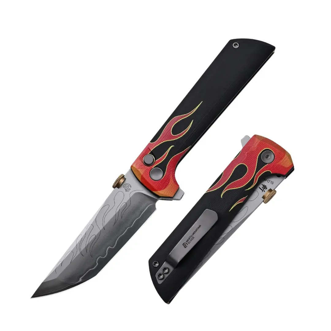 North Mountain Blade Chop2 Thumb Disk Button Lock Flipper Knife On Bearings