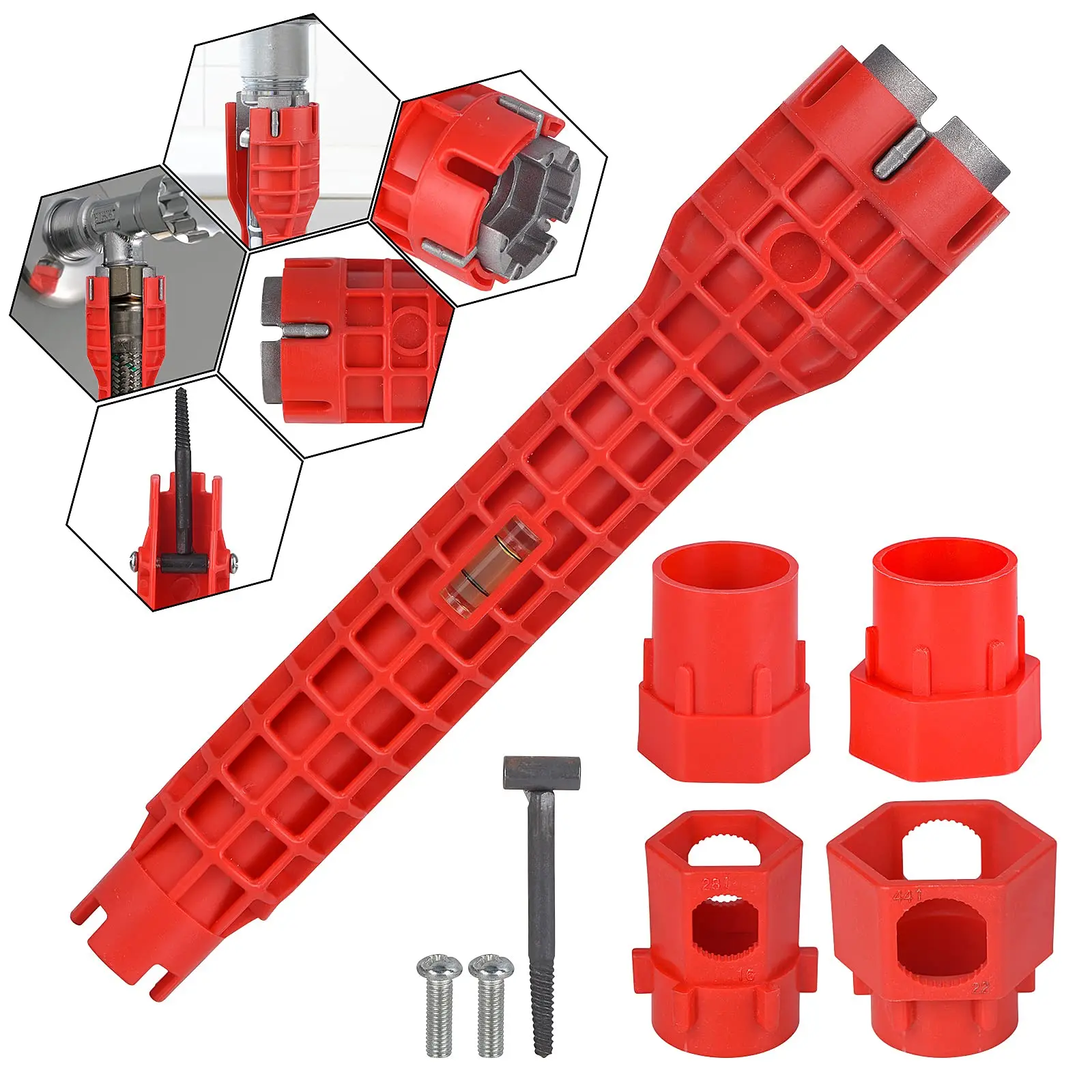 14-in-1 Compact Under Sink Wrench Faucet Tool, 1pcs Metal Plumbing Hand Tool with Multiple Bits for Tight Spaces, Kitchen/Bathroom Repairs & DIY Maintenance (For Plumbers, Homeowners), 14-In-1 Functionality