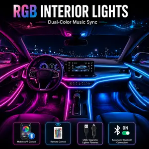 RAZEN Car Interior Neon Light Kit - Bluetooth APP Control, IP Waterproof, Quick Installation, DIY Customizable Ambient Stripes, Automotive Decorative Lighting Assembly, Car Accessories