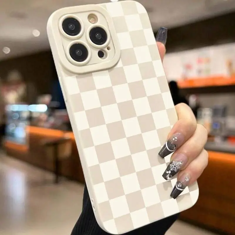 Fashion Checkerboard Pattern Phone Cases, Full Body Shockproof Phone Protective Cover, Phone Accessory Compatible with iPhone 17/11 12 13 14 15 16 Series Protector Screen Protector