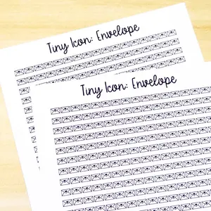 Tiny Icon: Envelope Mail Doodle Functional Sticker Sheet 5 mm Square Email Bujo Cute Line Art Style Matte