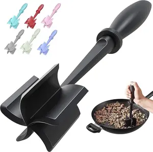 Meat Chopper & Hamburger Grinder – Heat Resistant Nylon Meat Masher, Ground Beef Smasher Tool, Potato Masher & Meat Tenderizer for Kitchen Cooking (Black)
